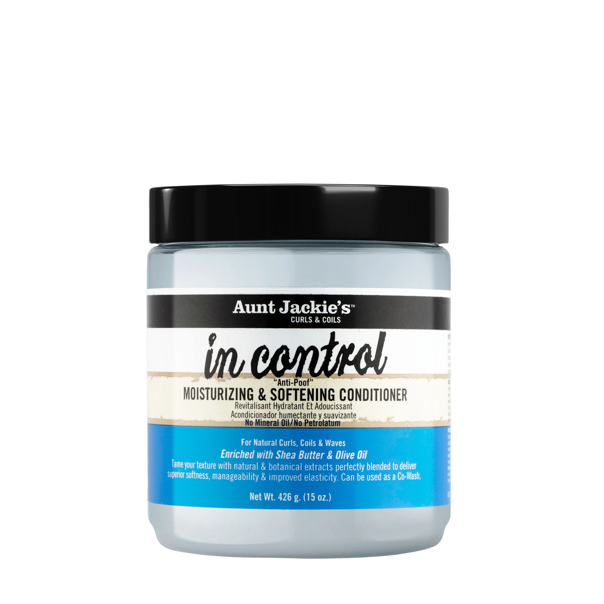 34285697150_AUNTJACKIES_InControlMoistCond_15ozJar_FRONT Acondicionador Aunt Jackie’s In Control Softening Conditioner - Image 1