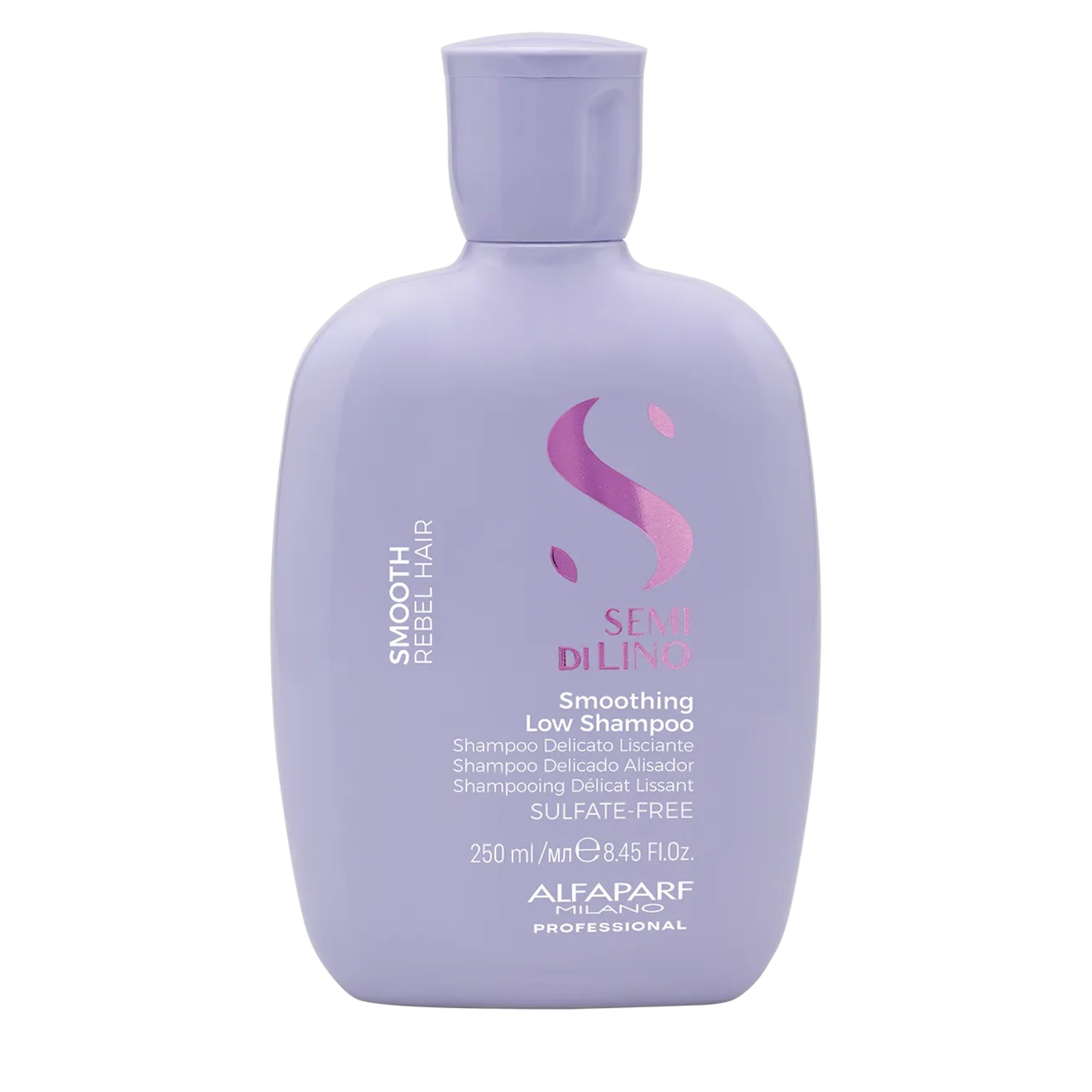 Ayuda a realzar la forma natural del rizo, aportando mayor definición y reduciendo el encrespamiento. Deja el cabello visiblemente más sano, fuerte y definido, con una textura ligera que facilita (59) Champú Alisador Alfaparf Semi Di Lino Smoothing Low Shampoo - Image 1